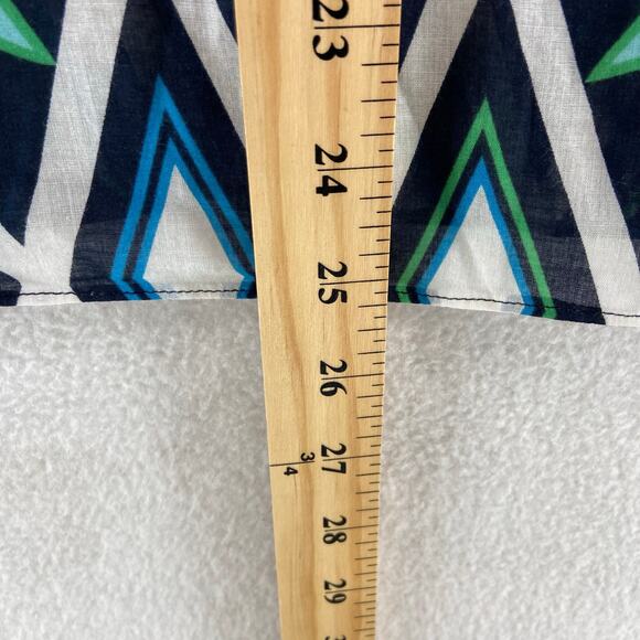 Tory Burch Womens Fish‎ Blue Print Blouse Top Size 8 Cotton - Picture 5 of 7